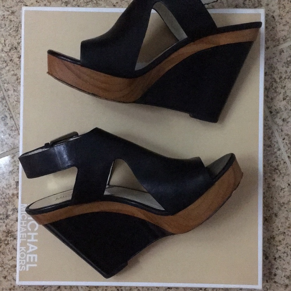 Michael Kors Josephine Black Wedge Sandal 8M